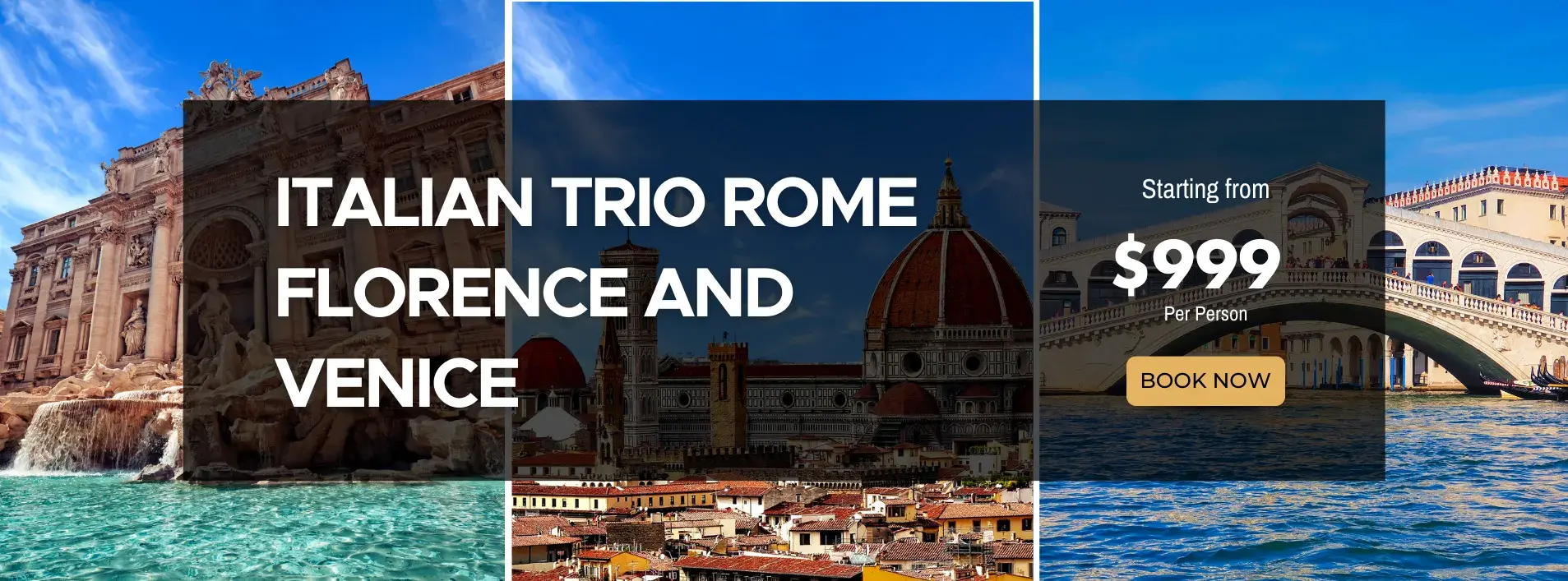 Italian Trio Rome Florence and Venice W/Air and Train
