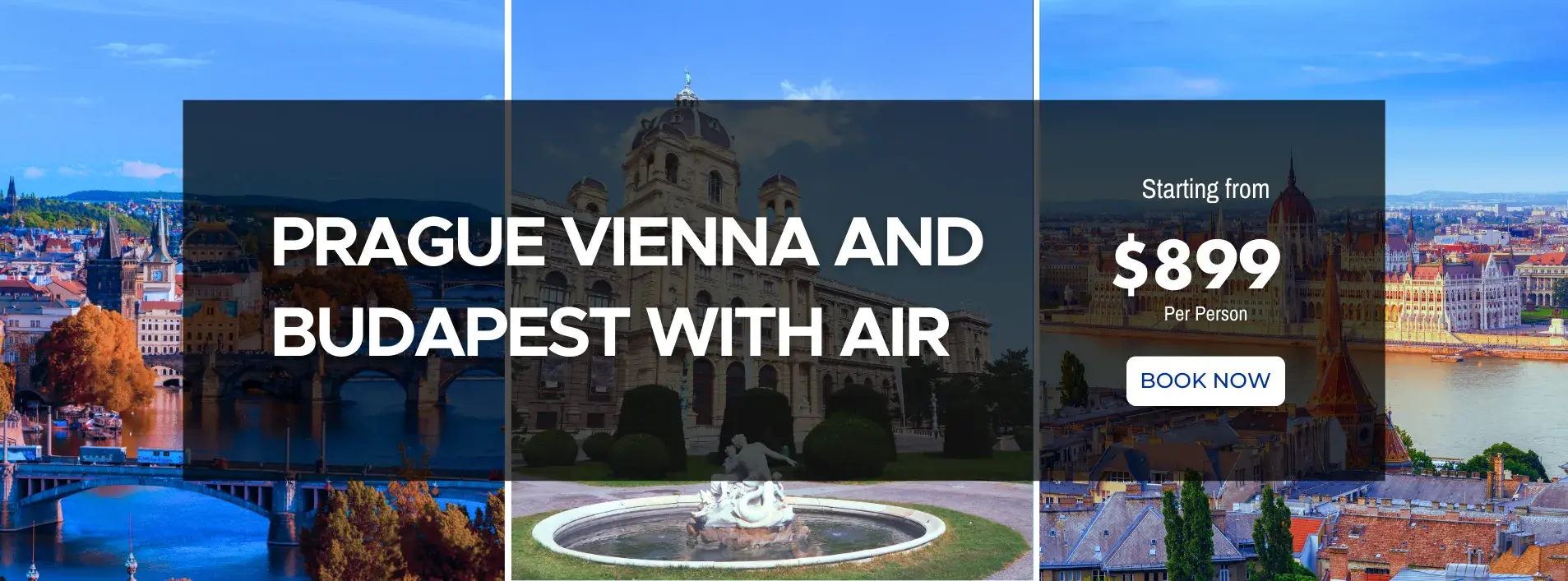 Prague Vienna and Budapest W/Air, Train and Breakfast